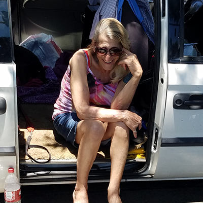a woman living in her van