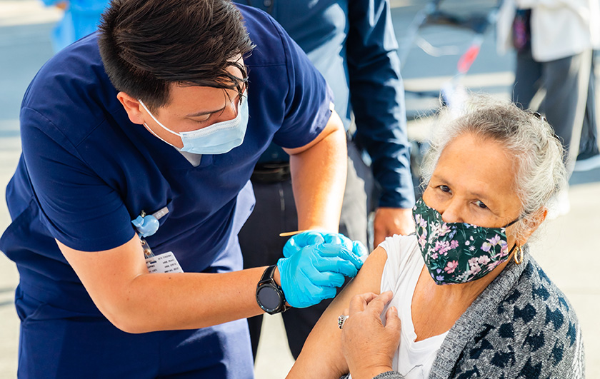 Woman getting a flu vaccine