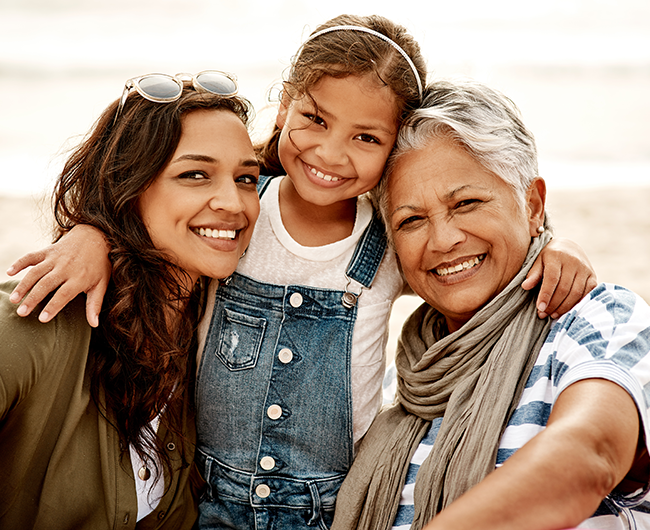 mom, daughter and grandma