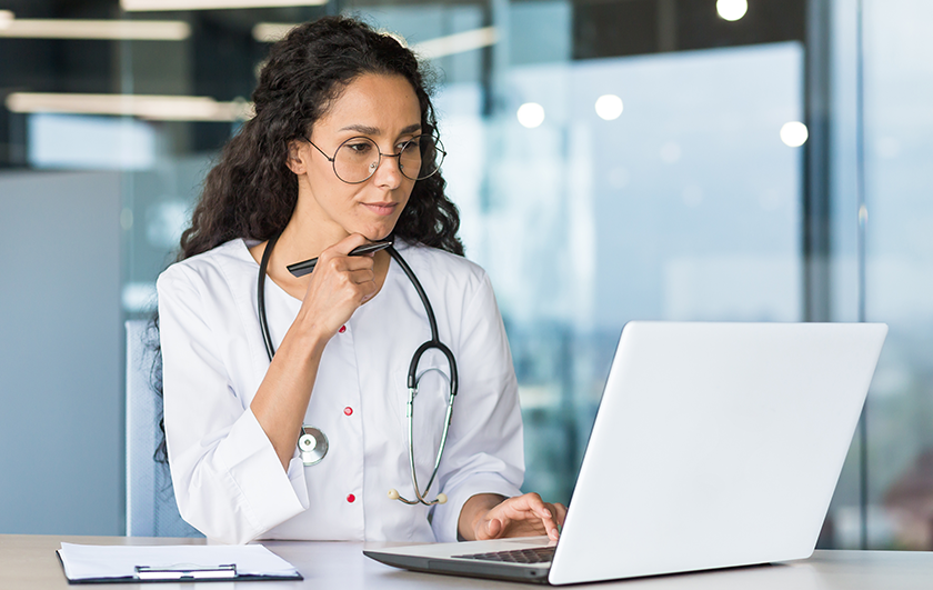 doctor at computer