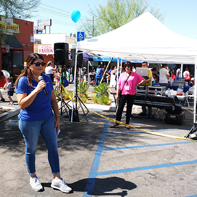 person speaking at event