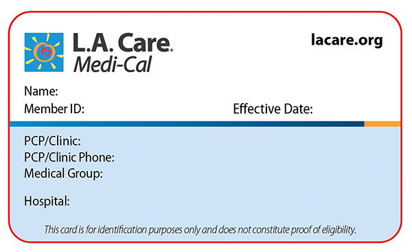 Medi-Cal Member Dual Risk ID Card Front