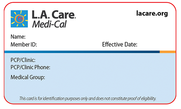 Medi-Cal Member ID Card Front