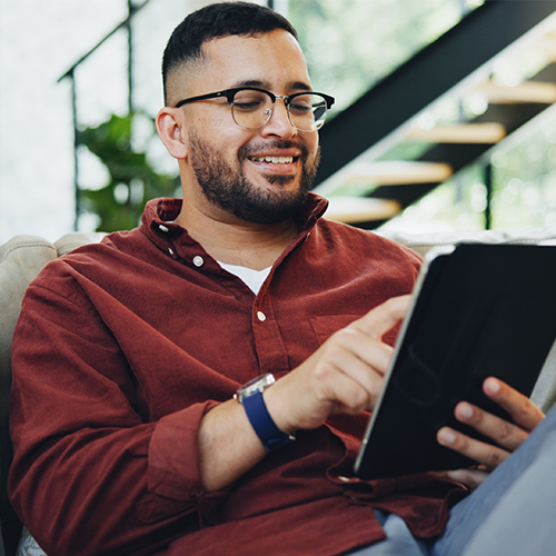 man on tablet