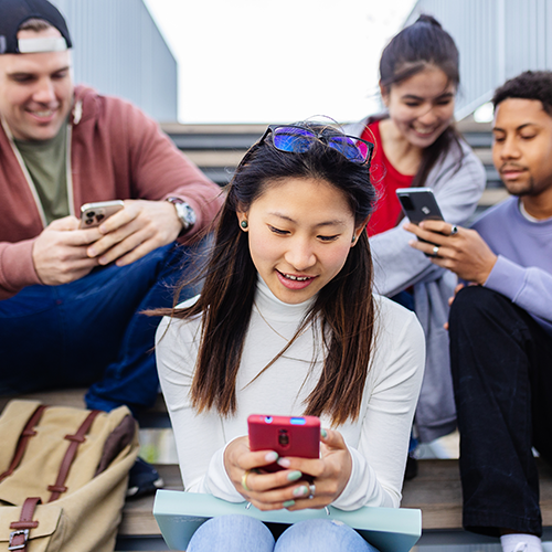 friends on phones