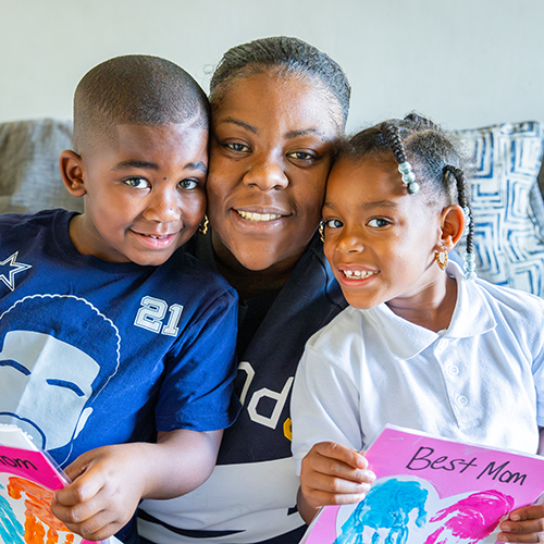 mom and two kids