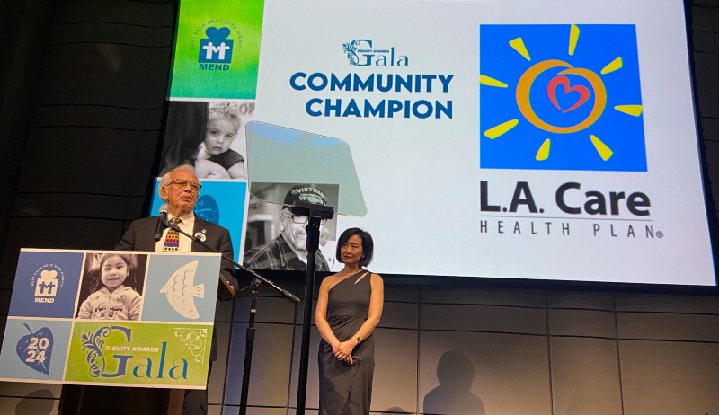 L.A. Care CEO John Baackes and Community Resource Center Manager Judy Hsieh Bigman at MEND Gala