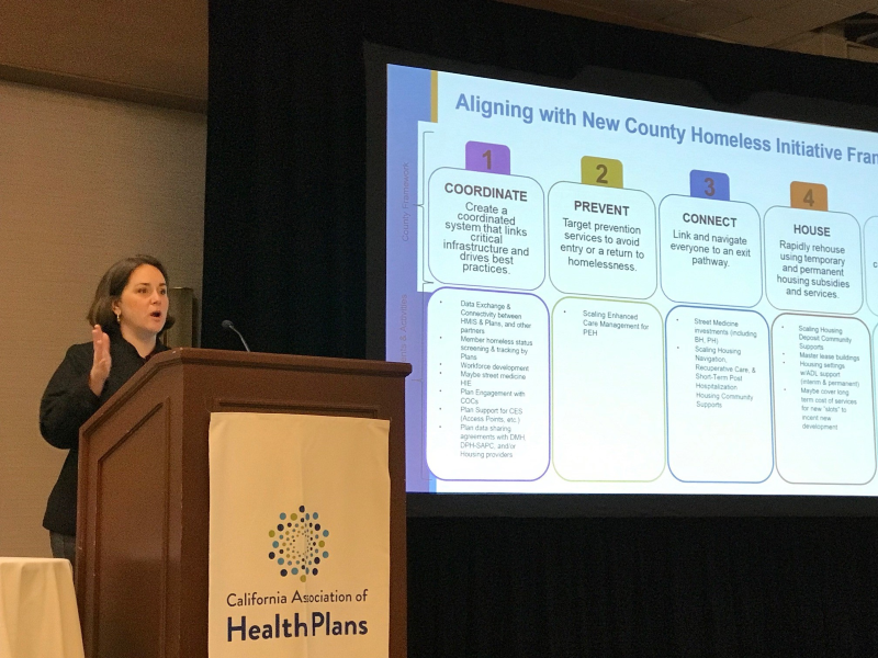 Cynthia Carmona, L.A. Care Senior Director of Safety Net Initiatives, presents at CAHP Conference