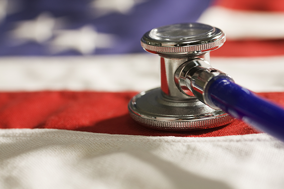 American flag with stethoscope