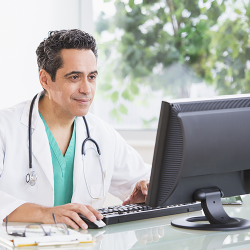 doctor at computer