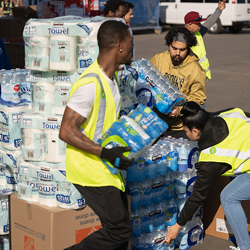 volunteers at relief event